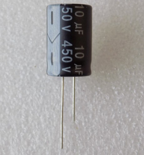 10uf-450v Електролітичний конденсатор 10uF 450V 105C ( 10мкФ 450В 105град , 10*450*105гр ) chong 13*21мм - Зображення 1