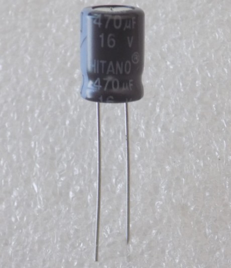 470uf-16v Електролітичний конденсатор 470uF 16V 105C ( 470мкФ 16В 105град , 470*16*105гр ) HITANO 8*12мм - Зображення 1