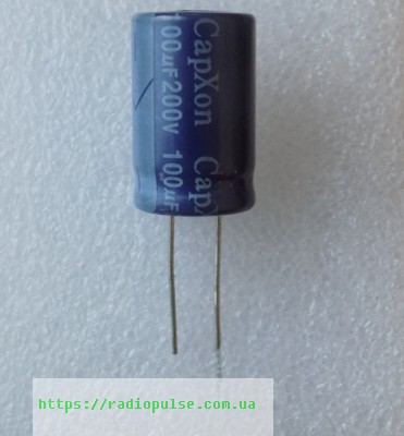 elektroliticheskij-kondensator-100uf-200v-capxon Електролітичний конденсатор 100uF 200V 85C ( 100мкФ 200В 85град , 100*200*85гр ) capxon 16*25мм - Зображення 1