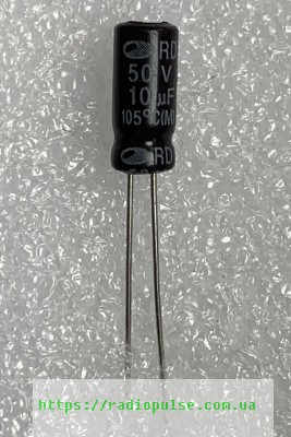 elektroliticheskij-kondensator-10uf-50v Електролітичний конденсатор 10uF 50V 105C ( 10мкФ 50В 105град , 10*50*105гр ) HITANO 5*11мм - Зображення 1