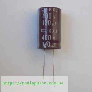 elektroliticheskij-kondensator-120mf-400v Електролітичний конденсатор 120uF 400V 105C ( 120мкФ 400В 105град , 120*400*105гр ) гнучкі виводи 18*30мм - Зображення 1
