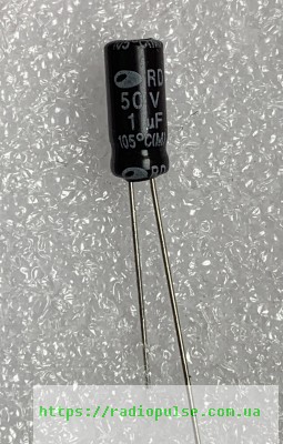 elektroliticheskij-kondensator-1uf-50v Електролітичний конденсатор 1uF 50V 105C ( 1мкФ 50В 105град , 1*50*105гр ) capxon 5*11мм - Зображення 1
