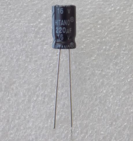 elektroliticheskij-kondensator-220uf-16v-105gr Електролітичний конденсатор 220uF 16V 105C ( 220мкФ 16В 105град , 220*16*105гр ) HITANO 6,3*11мм - Зображення 1