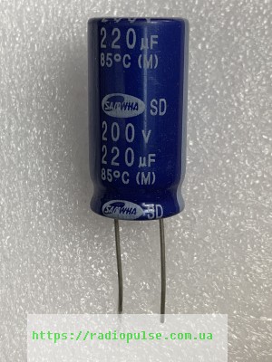 elektroliticheskij-kondensator-220uf-200v Електролітичний конденсатор 220uF 200V 85C ( 220мкФ 200В 85град , 220*200*85гр ) samwha 16*31мм - Зображення 1