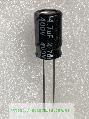 elektroliticheskij-kondensator-4-7uf-400v Електролітичний конденсатор 4,7uF 400V 105C ( 4,7мкФ 400В 105град , 4,7*400*105гр ) 8*12мм - Зображення 1