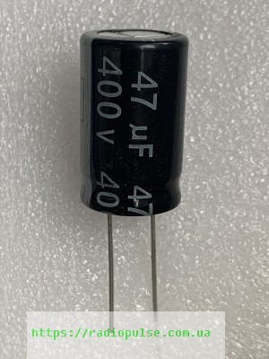 elektroliticheskij-kondensator-47uf-400v-2 Електролітичний конденсатор 47uF 400V 105C ( 47мкФ 400В 105град , 47*400*105гр ) chong гнучкі виводи 16*25мм - Зображення 1