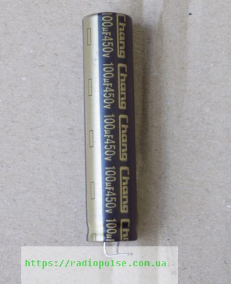 kondensator-100-450v-v-zhk-televizory Електролітичний конденсатор 100uF 450V 105C ( 100мкФ 450В 105град , 100*450*105 ) в ЖК телевізори 13x60мм - Зображення 1