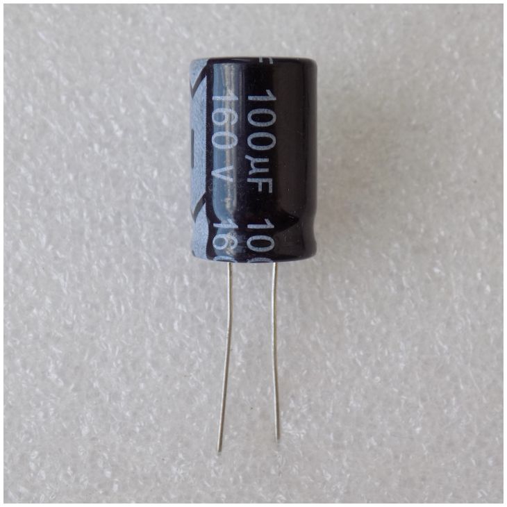 kondensator-100uf-160v-105grad Електролітичний конденсатор 100uF 160V 105C ( 100мкФ 160В 105град , 100*160*105гр ) chong 13*21мм - Зображення 1