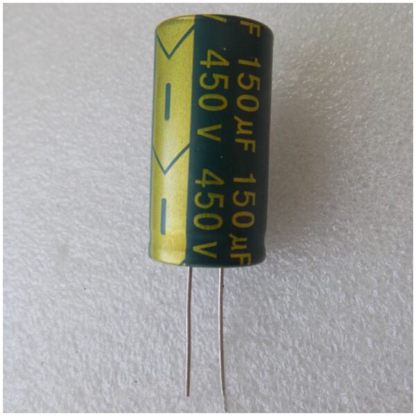 Електролітичний конденсатор 150uF 450V 105C ( 150мкФ 450В 105град , 150*450*105гр ) гнучкі виводи 18*35мм