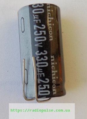 kondensator-330uf-250v-gib-viv Електролітичний конденсатор 330uF 250V 105C ( 330мкФ 250В 105град , 330*250*105гр ) гнучкі виводи 18*36мм - Зображення 1