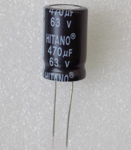 kondensator-470uf-63v Електролітичний конденсатор 470uF 63V 105C ( 470мкФ 63В 105град , 470*63*105гр ) HITANO 13*20мм - Зображення 1