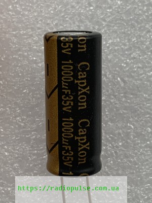 kondensator-kompyuternyj-1000uf-35v Конденсатор комп'ютерний 1000uF 35V 105C ( 1000мкФ 35В 105град , 1000*35*105гр ) CapXon 10*25мм - Зображення 1