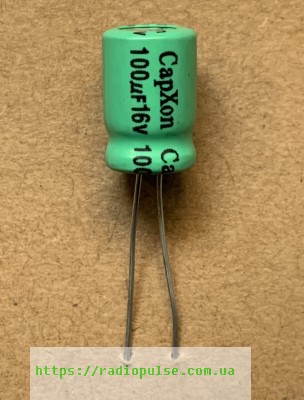 kondensator-nepolyarnyj-948 Конденсатор неполярний 100uF 16V 85C ( 100мкФ 16В 85град , 100*16*85гр ) CapXon 8x11,5мм - Зображення 1