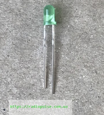 led-3mm-fyl-3014-gd-zelenyj-matovyj-15-mcd Світлодіод 3mm. FYL-3014 GD (зелений) Uживл=2.1-3.2V 520-525nm 2000-3000mcd , зелена дифузна лінза - Зображення 1