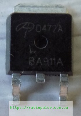 tranzistor-aod472-d472-aod472a Транзистор AOD472 ( D472 , AOD472A ) , D-PAK (25V , 55A , 6mR, n-канал) - Зображення 1