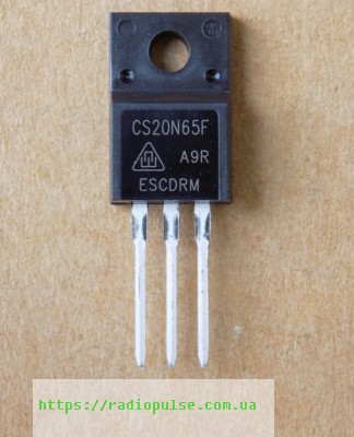 tranzistor-cs20n65f Транзистор CS20N65F оригінал ( Заміна для FQPF20N65C , FQPF20N65 , CM20N65F , PY20N65NFS , 20N65NFS , 20N65 ) , TO220F - Зображення 1