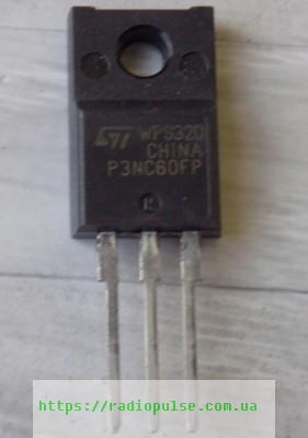 tranzistor-stp3nc60fp Транзистор STP3NC60FP оригінал , TO220F - Зображення 1
