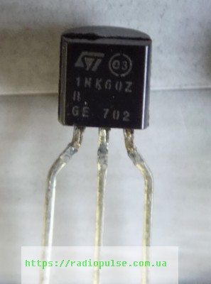 tranzistor-stq1nk60zr Транзистор STQ1NK60ZR (1NK60ZR) , TO-92 - Зображення 1