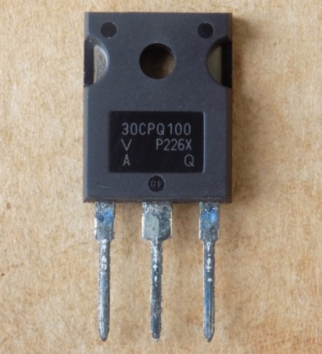 diod-30cpq100 Діод Шоттки 30CPQ100 оригінал(100V,30A)(Заміна для MBR3060PT , SRL3060P , STPS30H100CW ), TO247-3pin - Зображення 1
