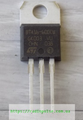 simmistor-bta16-600cw Сімістор BTA16-600CW ( BTA16-600C ) (16A,600V,35mA) оригінал ,ТО220 - Зображення 1