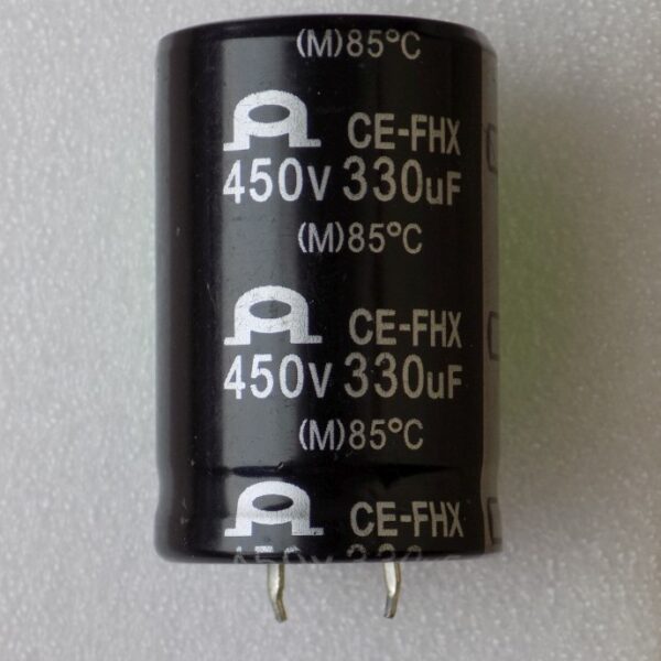 Електролітичний конденсатор 330uF 450V 85C ( 330мкФ 450В 85град , 330*450*85гр ) CE-FHX жорсткі виводи 30*45мм