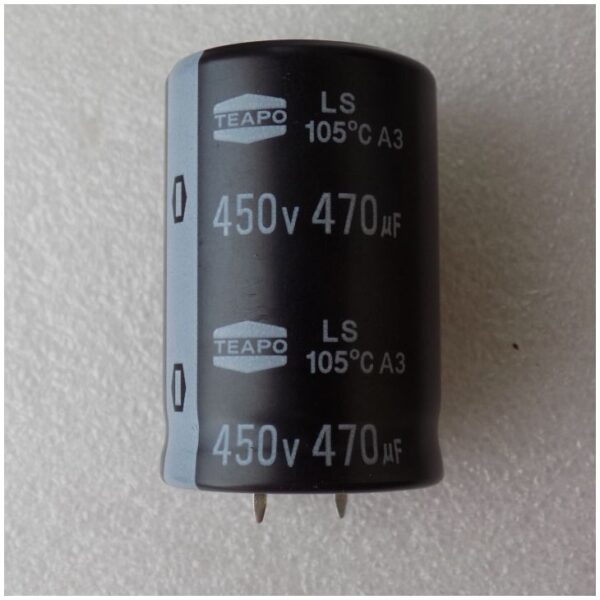 Електролітичний конденсатор 470uF 450V 105C ( 470мкФ 450В 105град , 470*450*105гр ) жорсткі виводи 30*45мм