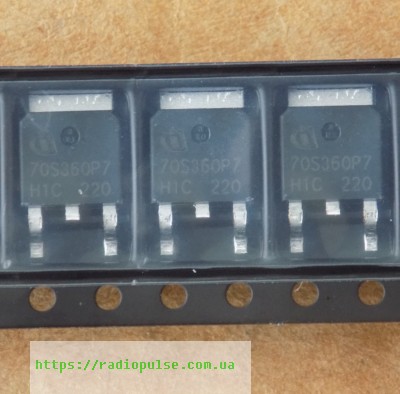 tranzistor-70s360p7-ipd70r360p7s Транзистор 70S360P7 ( IPD70R360P7S ) оригінал , D-PAK (700V,12.5A)(Заміна для 70R360M , TPD70R360M , 11N60S ) - Зображення 1