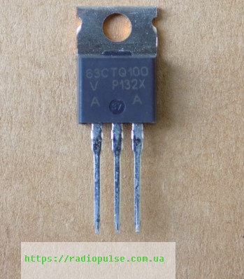 diod-63ctq100 Діод Шоттки 63CTQ100 оригінал (100V,60A) , TO220-3pin (Заміна для MBR60100CT ) - Зображення 1