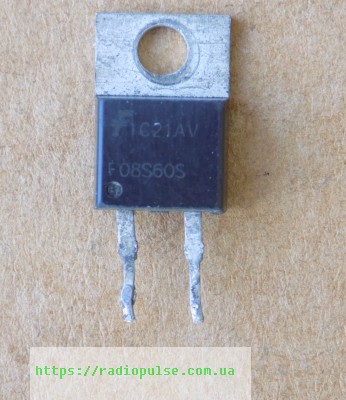 diod-f08s60s Діод F08S60S оригінал демонтаж, TO220-2pin(600V,8A) - Зображення 1