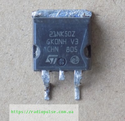 tranzistor-stb21nk50z-21nk50z Транзистор STB21NK50Z ( 21NK50Z ) оригінал демонтаж, D2PAK - Зображення 1